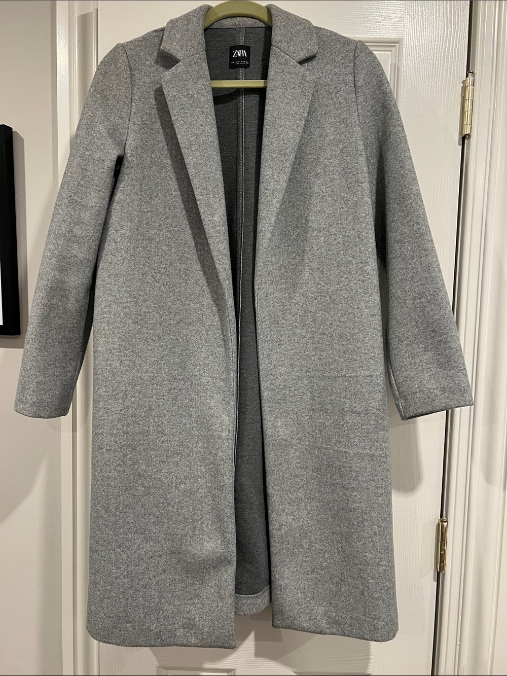 Zara Light Gray Tailored Wool-Blend Trench Coat